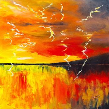Peinture intitulée "Soir d'orage" par Dany Santelli, Œuvre d'art originale, Huile Monté sur Châssis en bois