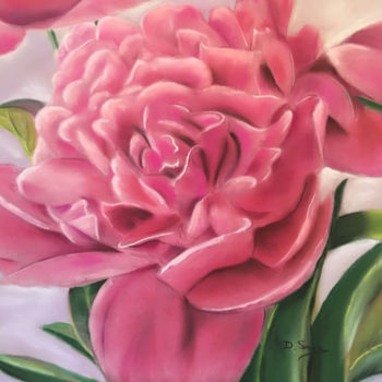 Zeichnungen mit dem Titel "Pivoine" von Dany Serva, Original-Kunstwerk, Pastell