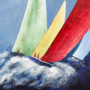 Painting titled "Les grandes voiles -" by Dane, Original Artwork, Acrylic Mounted on Wood Stretcher frame