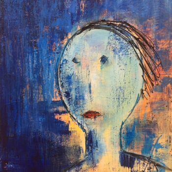 Картина под названием "En bleu" - Dane, Подлинное произведение искусства, Акрил Установлен на Деревянная рама для носилок