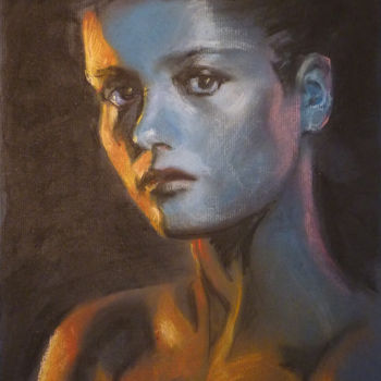 Drawing titled "Sous éclairage jaun…" by Dany Wattier, Original Artwork, Pastel