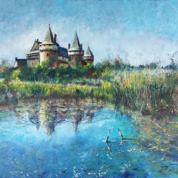 Painting titled "Château de Suscinio" by Dany Wattier, Original Artwork, Oil Mounted on Wood Stretcher frame