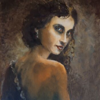 Painting titled "Clotilde" by Dany Wattier, Original Artwork, Oil Mounted on Wood Stretcher frame