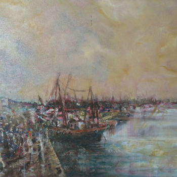 Malerei mit dem Titel "Le port d'Agadir" von Dany Wattier, Original-Kunstwerk, Öl