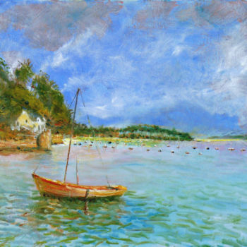 Painting titled "Barque ancienne à l…" by Dany Wattier, Original Artwork, Oil