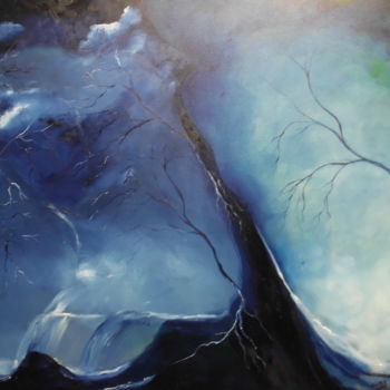 Peinture intitulée "le bleu de la nuit" par Dany Bouts, Œuvre d'art originale, Huile