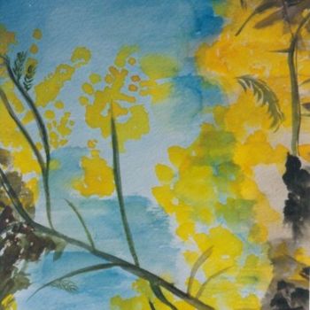 Painting titled "MIMOSAS en fleur" by Dany Champeme, Original Artwork, Watercolor