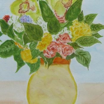 Painting titled "Bouquet printanier" by Dany Champeme, Original Artwork, Watercolor
