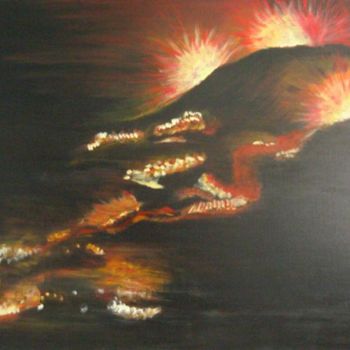 Painting titled "EXPLOSION" by Dany Champeme, Original Artwork, Oil