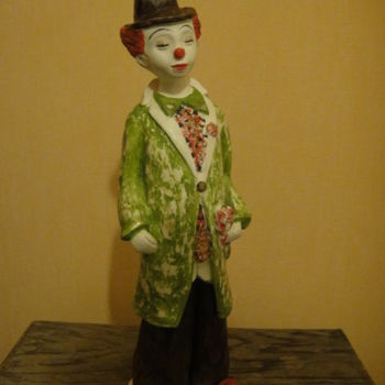 Escultura intitulada "Le Clown amoureux" por Danielle Benotto, Obras de arte originais, Terracota