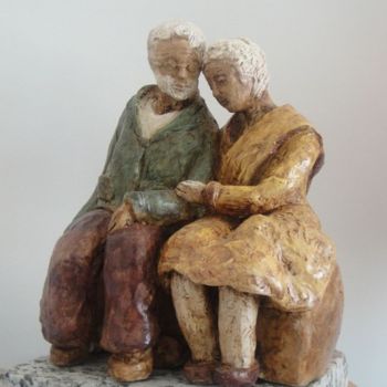 Скульптура под названием "Nous deux" - Danielle Benotto, Подлинное произведение искусства, Терракота