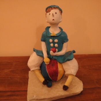 Skulptur mit dem Titel "Pinocchio jongleur 2" von Danielle Benotto, Original-Kunstwerk