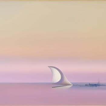 Digitale Kunst mit dem Titel "La Vela Solitaria" von Danyel Carinzia, Original-Kunstwerk, Digitale Malerei