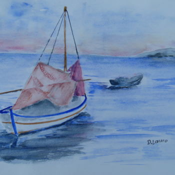 Painting titled "Partie de pêche" by Danyellepeintures, Original Artwork, Watercolor
