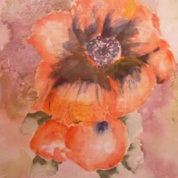 Painting titled "Pavot orange" by Danyellepeintures, Original Artwork, Watercolor