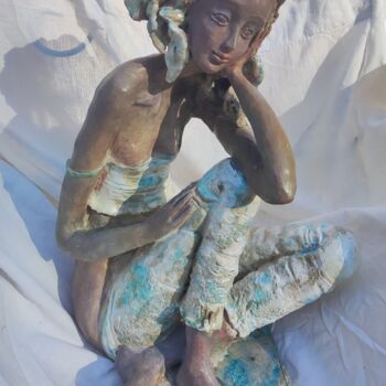 Escultura titulada "Nu en grès émaillé…" por Daniele Gras, Obra de arte original, Arcilla