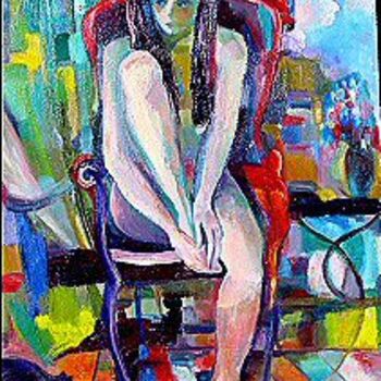 Картина под названием "La Chaise rouge" - Daniele Gras, Подлинное произведение искусства