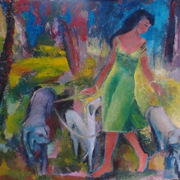 Peinture intitulée "dans la forêt" par Daniele Gras, Œuvre d'art originale, Huile