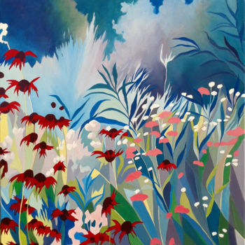 Painting titled "monardes" by Dany Masson, Original Artwork, Oil Mounted on Wood Stretcher frame