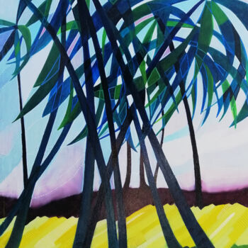 Peinture intitulée "palmiers" par Dany Masson, Œuvre d'art originale, Huile