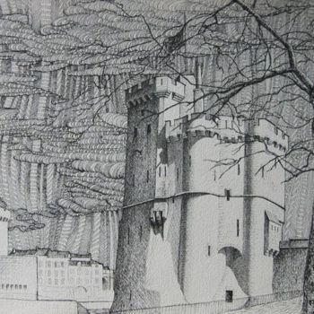 "la rochelle" başlıklı Resim Dany Masson tarafından, Orijinal sanat, Mürekkep