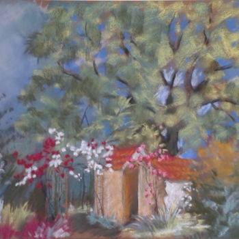 Painting titled "Le noyer" by Dany Masson, Original Artwork, Pastel