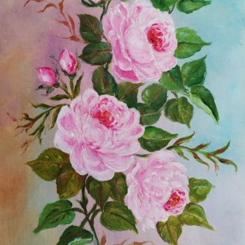 Malerei mit dem Titel "3 roses" von Danou Tradition, Original-Kunstwerk, Acryl