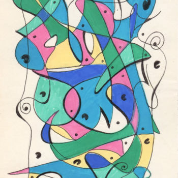 Dessin intitulée "Composition 2" par Alexander Kobyzev, Œuvre d'art originale, Marqueur