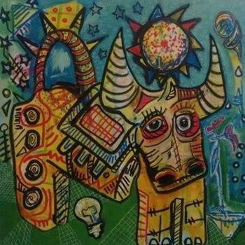 Pintura intitulada "Boiça" por Dão Lobo, Obras de arte originais, Acrílico
