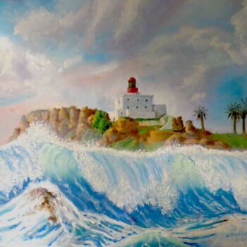 Painting titled "le grand Phare" by Daoud Mansour (lumiart), Original Artwork, Oil