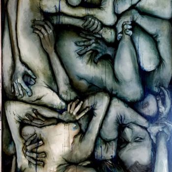 Peinture intitulée "mélange de corps" par David Fargot, Œuvre d'art originale