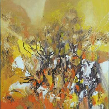 Painting titled "arboretum" by Dapindji, Original Artwork, Oil