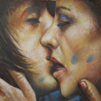 Pittura intitolato "Il bacio" da Gaetano D Aquino, Opera d'arte originale