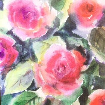 Peinture intitulée "Розовый куст" par Daria Davydova, Œuvre d'art originale, Aquarelle