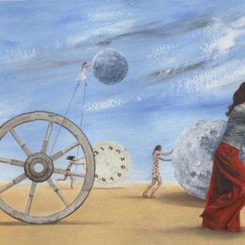 Painting titled "Feminine Movement" by Nicu Darastean, Original Artwork