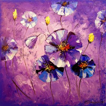 Painting titled "Flowers in the moon…" by Olha, Original Artwork, Oil