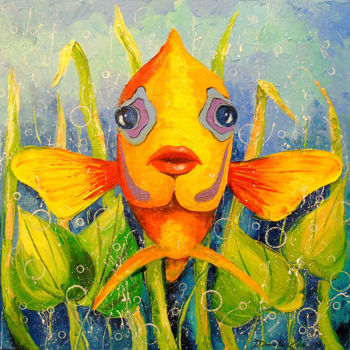 Ζωγραφική με τίτλο "Angel fish" από Olha, Αυθεντικά έργα τέχνης, Λάδι