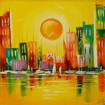 Pittura intitolato "Sun city" da Olha, Opera d'arte originale, Olio