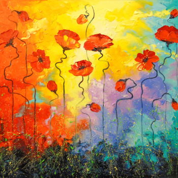 Malarstwo zatytułowany „Poppies” autorstwa Olha, Oryginalna praca, Olej
