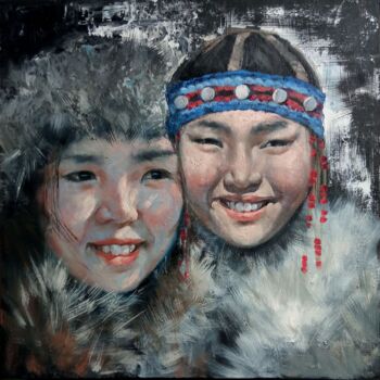 Schilderij getiteld "Sisters" door Daria Allin, Origineel Kunstwerk, Olie