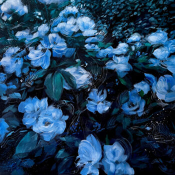 Painting titled "Night/Garden/Flower…" by Daria Dacron, Original Artwork, Acrylic