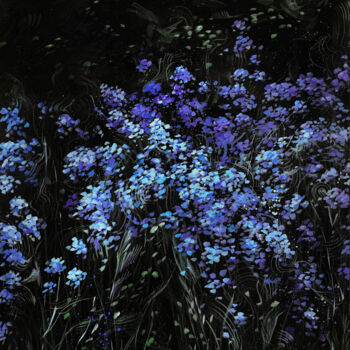 Peinture intitulée "Garden/Flowers/Blue…" par Daria Dacron, Œuvre d'art originale, Acrylique Monté sur Châssis en bois