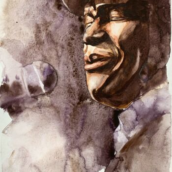 Painting titled "jazz singer" by Daria Kamishanova, Original Artwork, Watercolor