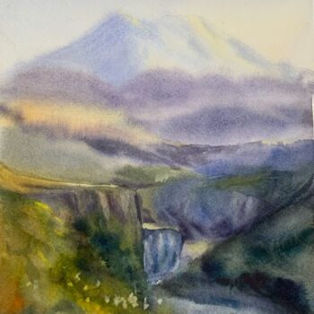 Schilderij getiteld "Elbrus" door Daria Kamishanova, Origineel Kunstwerk, Aquarel