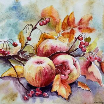 绘画 标题为“Аutumn apples (2)” 由Daria Kamishanova, 原创艺术品, 水彩