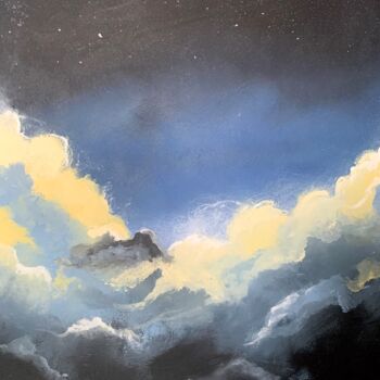 Peinture intitulée "Night cloudy sky" par Daria Kapytsia, Œuvre d'art originale, Acrylique