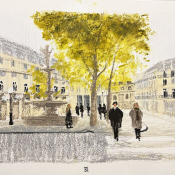 Dibujo titulada "Place Colette" por Daria Klimenko, Obra de arte original, Pastel