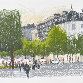 Pittura intitolato "Champs Élysée" da Daria Klimenko, Opera d'arte originale, Pastello