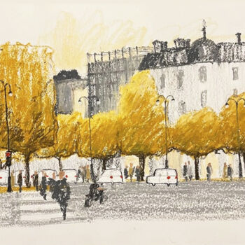 Pintura titulada "Champs Élysée autumn" por Daria Klimenko, Obra de arte original, Pastel