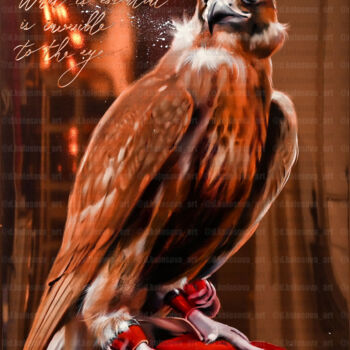 Painting titled "Falcon 4" by Daria Kolosova, Original Artwork, Oil Mounted on Wood Stretcher frame